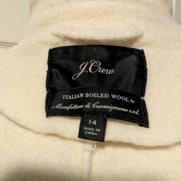 "J. CREW CREAM ITALIAN BOILED WOOL PEA COAT JACKET (SIZE 14)" - Picture 5 of 13